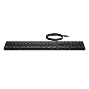 HP Wired Desktop 320K Keyboard Full Size Membrane Switch Wired USB Black