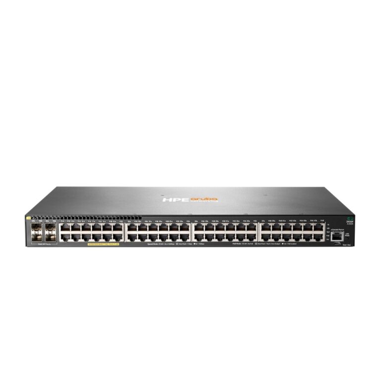 HPE Aruba Networking 2930F 48 Port Gigabit PoE+ Switch 4 SFP Uplinks 370W PoE Budget Layer 3 Stackable