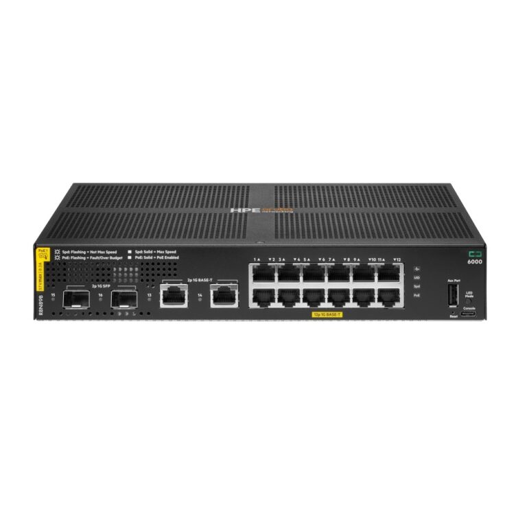 HPE Aruba Networking CX 6000 12 Port Gigabit Switch 2 SFP 139W PoE Managed Layer 3 Cloud