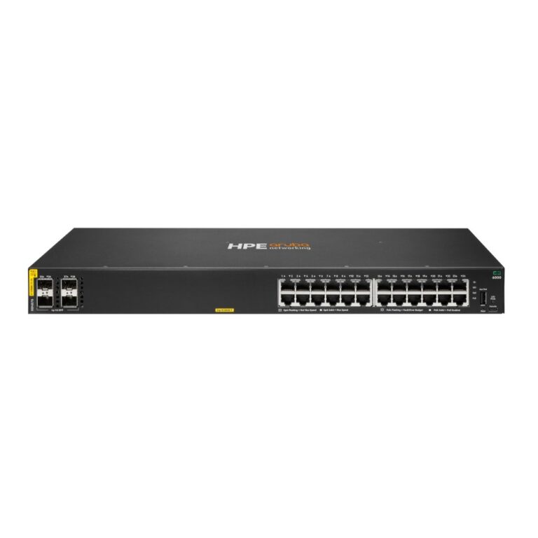 HPE Aruba Networking CX 6000 Layer 3 Managed Switch 24 Port Gigabit Ethernet 4 SFP 370W PoE