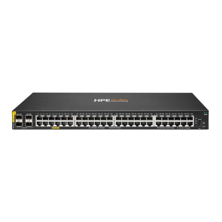HPE Aruba Networking CX 6100 Managed Layer 2 Switch 48 Port Gigabit Class 4 PoE 740W 4x SFP+ 10G 1U Rack