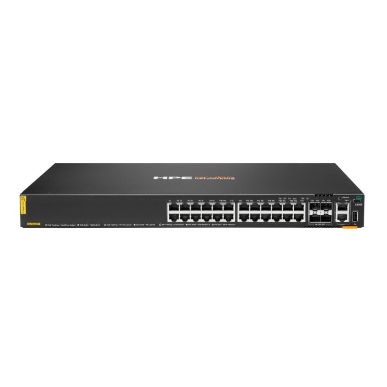 HPE Aruba Networking CX 6200F 24 Port Gigabit Ethernet PoE Switch 4 SFP+ Uplinks 370W Budget Managed L3