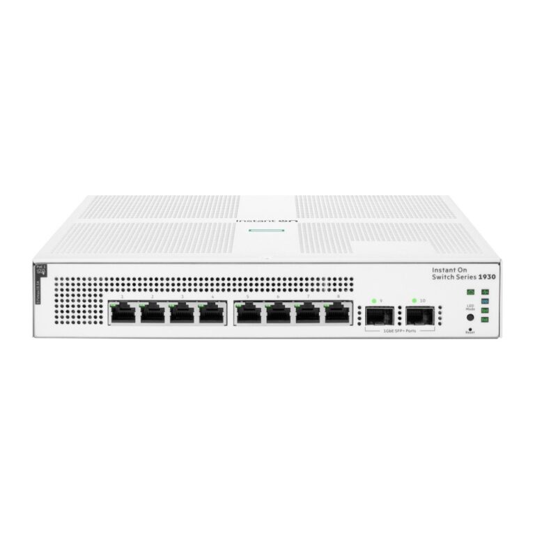 HPE Aruba Networking Instant On 1930 8 Port Gigabit PoE Switch 124W Budget 2 SFP Uplinks Cloud Managed White