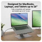 Hyper HS1150GYGL Ergonomic Laptop Stand Adjustable Foldable Aluminium 16" Grey