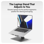 Hyper HS1150GYGL Ergonomic Laptop Stand Adjustable Foldable Aluminium 16" Grey