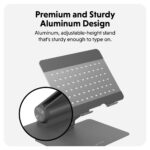 Hyper HS1150GYGL Ergonomic Laptop Stand Adjustable Foldable Aluminium 16" Grey