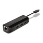 Kensington UA3000E USB 3.0 Gigabit Ethernet Adapter with 3 Port Hub Black