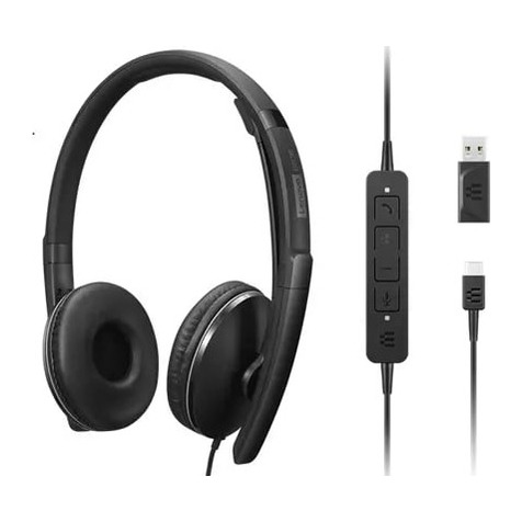 Lenovo 4XD1M39029 Wired ANC Headset Gen 2 USB-C In-line Microphone Black