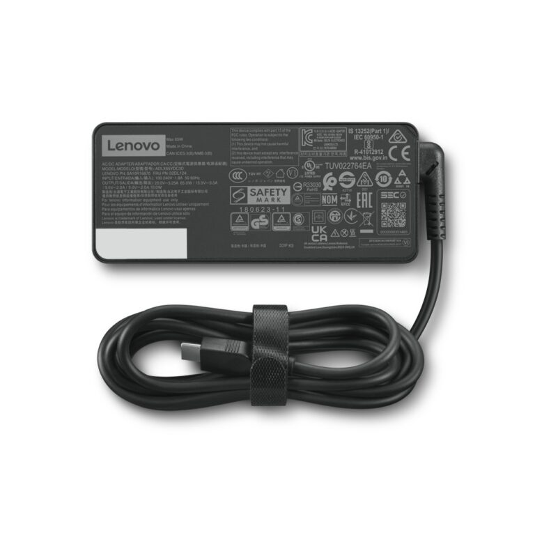 Lenovo GX20P92521 Power Adapter 65 W USB Type-C for IdeaPad Laptops Black