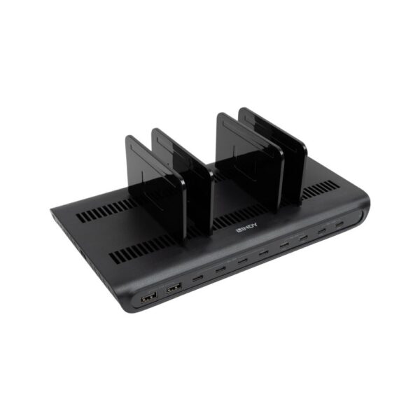 Lindy 240W 10 Port USB Charging Station 2 USB-A 8 USB-C PD 3.0 Ports Blueberry