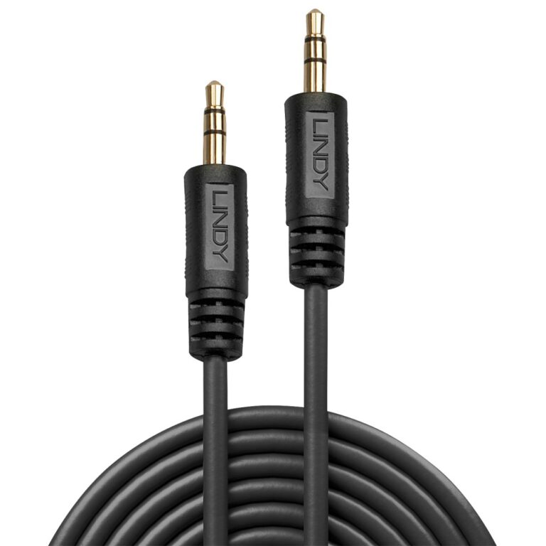 Lindy 3.5mm Jack to Jack Cable 1m Male to Male Black Audio Auxiliary Lead