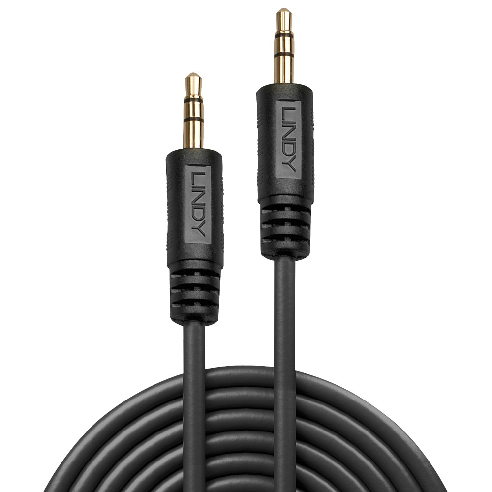 Lindy 3.5mm Jack to Jack Cable 1m Male to Male Black Audio Auxiliary Lead Lindy 3.5mm Jack to Jack Cable 1m Male to Male Black Audio Auxiliary Lead