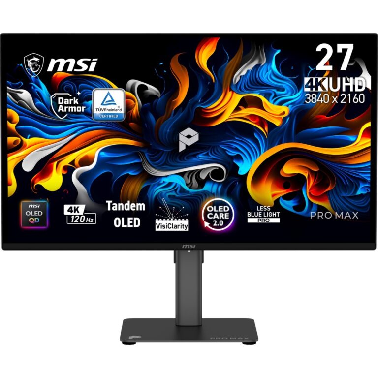 MSI PRO MAX 271UPX12G 26.5" 4K UHD 120Hz QD-OLED Gaming Monitor - Black
