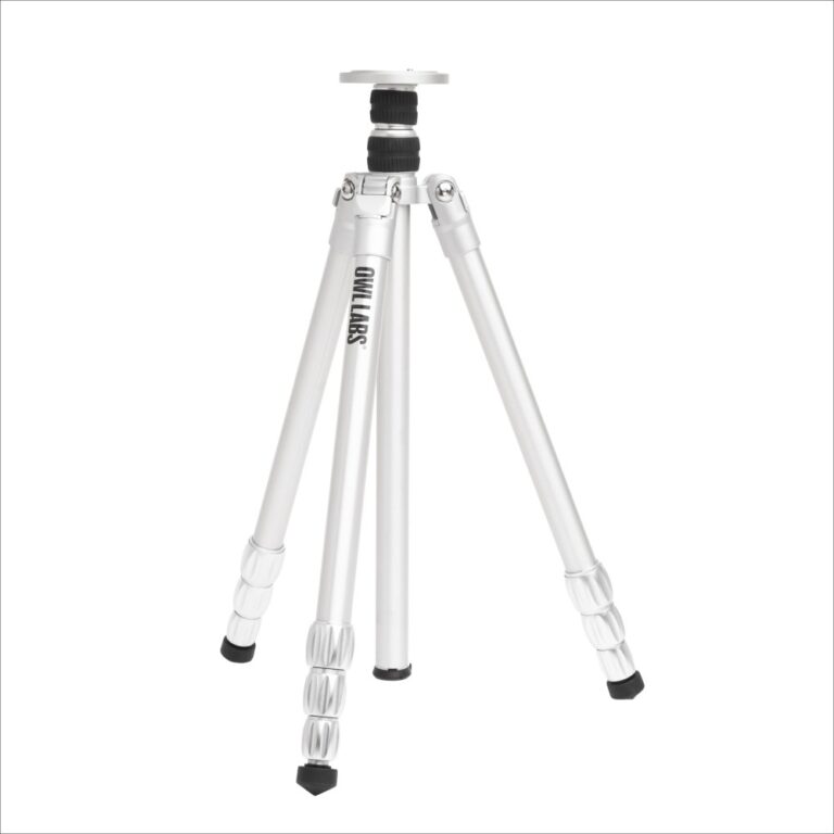 Owl Labs Meeting Owl Tripod with 1/4" Mount and 360° Turn, Twist Lock Legs, Silver with Carrying Case