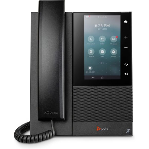 Poly CCX 500 Business Media IP Phone, 5" Touchscreen, 24 Lines, PoE, Gigabit Ethernet, Bluetooth 4.2, Black