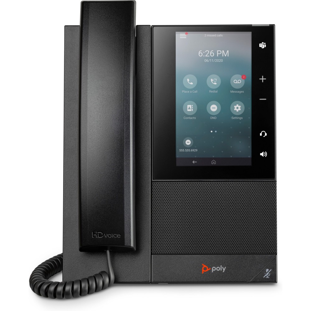 Poly CCX 500 Business Media IP Phone, 5" Touchscreen, 24 Lines, PoE, Gigabit Ethernet, Bluetooth 4.2, Black Poly CCX 500 Business Media IP Phone, 5" Touchscreen, 24 Lines, PoE, Gigabit Ethernet, Bluetooth 4.2, Black