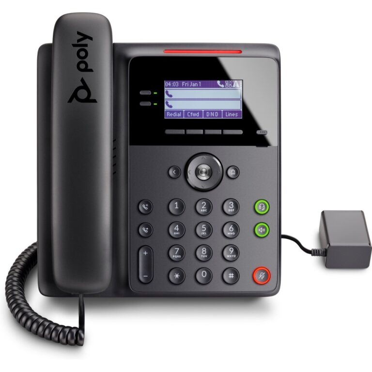 Poly Edge B10 IP Phone 2 Lines 2.8" LCD Display Gigabit Ethernet Speakerphone 3.5mm Headset Wall Mountable Black