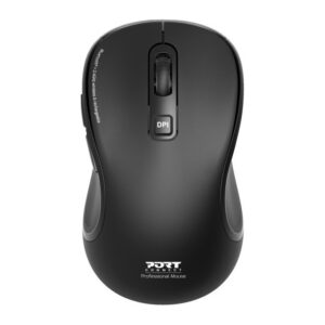 PORT Connect ESSENTIAL PRO Wireless Mouse Bluetooth 2.4 GHz Rechargeable USB-C Silent Click 2400 DPI 5 Buttons Black