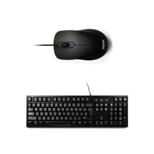 Port Designs 900900-UK Wired USB Keyboard and Mouse Pack QWERTY UK English 104 Keys 1000 DPI Optical Black
