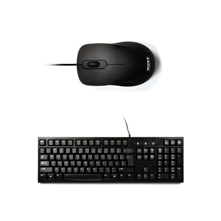 Port Designs 900900-UK Wired USB Keyboard and Mouse Pack QWERTY UK English 104 Keys 1000 DPI Optical Black