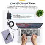 StarTech.com 100W USB-C Laptop Charger USB Power Delivery 3.0 1.5m Cable UK Plug Black