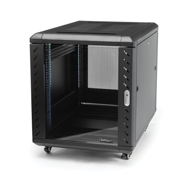 StarTech.com 12U 19in Enclosed 4-Post Server Rack Cabinet 29in Depth 800kg Capacity Black