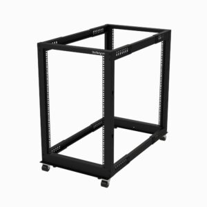 StarTech.com 18U 4-Post Open Frame Server Rack Adjustable 22 to 40 Mounting Depth 1200lb Capacity Mobile Floor Mount