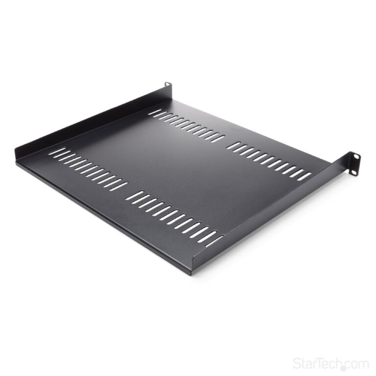 StarTech.com 1U Server Rack Shelf Universal Vented Cantilever Tray 19 Inch 20kg Capacity Steel Black