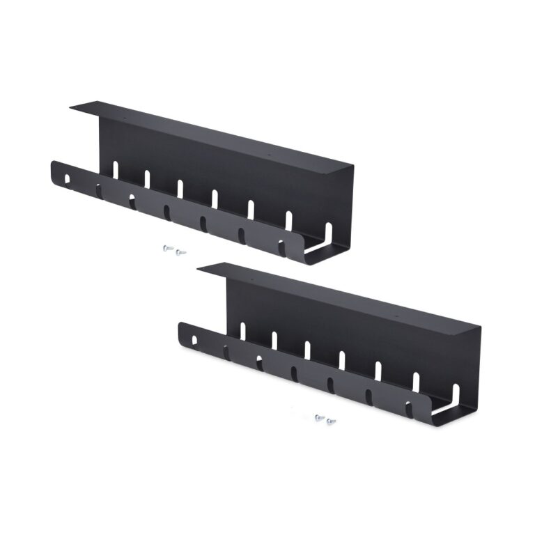 StarTech.com 2-Pack Under Desk Cable Management Tray 42" Total Length Steel Black 5kg Capacity