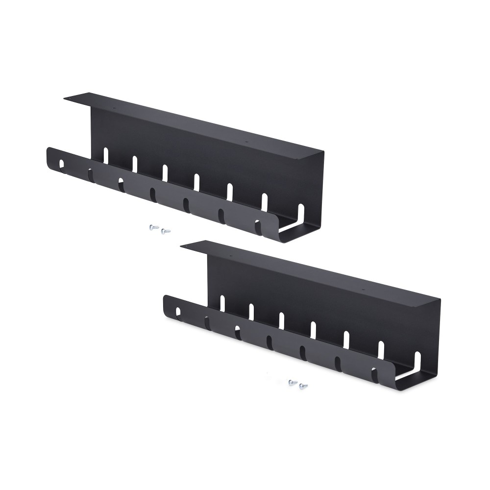 StarTech.com 2-Pack Under Desk Cable Management Tray 42" Total Length Steel Black 5kg Capacity StarTech.com 2-Pack Under Desk Cable Management Tray 42" Total Length Steel Black 5kg Capacity