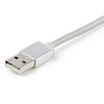 StarTech.com 3-in-1 USB Charging Cable 1 m USB A to Micro-USB or USB-C or Lightning Apple MFi Certified Braided Silver
