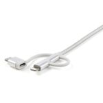 StarTech.com 3-in-1 USB Charging Cable 1 m USB A to Micro-USB or USB-C or Lightning Apple MFi Certified Braided Silver