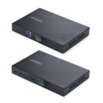 StarTech.com 4-Port USB 3.0 Extender over Ethernet up to 330ft 100m Cat6a Cat7 Cat8 RS-232 Passthrough TAA Black