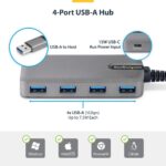 StarTech.com 4-Port USB 3.2 Gen 1 Hub 5Gbps Bus Powered with USB-C Power Input 30cm Cable Grey