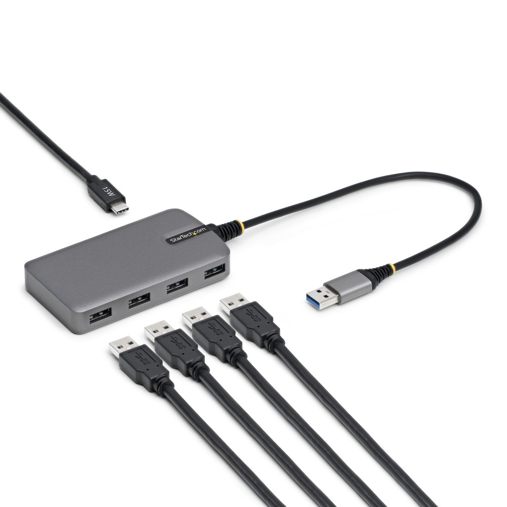 StarTech.com 4-Port USB 3.2 Gen 1 Hub 5Gbps Bus Powered with USB-C Power Input 30cm Cable Grey StarTech.com 4-Port USB 3.2 Gen 1 Hub 5Gbps Bus Powered with USB-C Power Input 30cm Cable Grey
