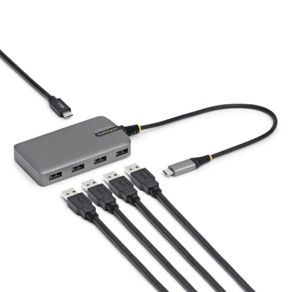 StarTech.com 4-Port USB-C Hub 5Gbps USB-A Ports Bus Powered with Auxiliary Power Input 30cm Cable Grey