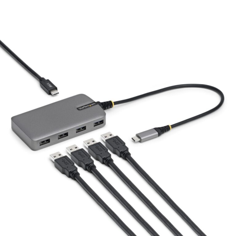 StarTech.com 4-Port USB-C Hub 5Gbps USB-A Ports Bus Powered with Auxiliary Power Input 30cm Cable Grey