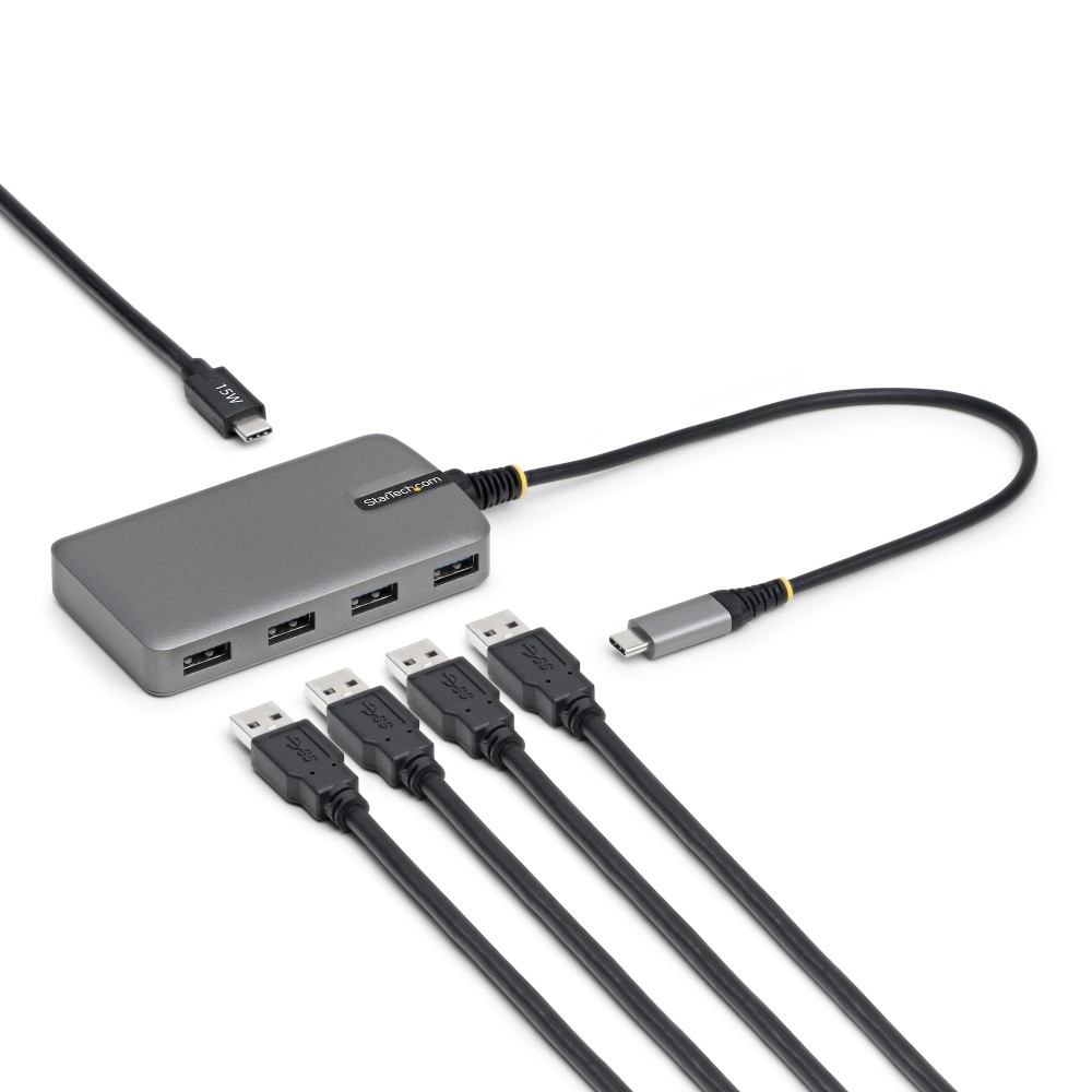 StarTech.com 4-Port USB-C Hub 5Gbps USB-A Ports Bus Powered with Auxiliary Power Input 30cm Cable Grey StarTech.com 4-Port USB-C Hub 5Gbps USB-A Ports Bus Powered with Auxiliary Power Input 30cm Cable Grey