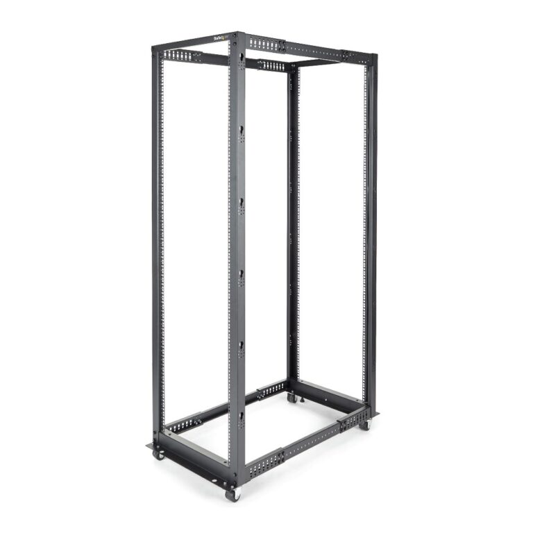 StarTech.com 42U 4-Post Open Frame Server Rack Adjustable Depth 22-40in 600kg Capacity Mobile Casters Feet