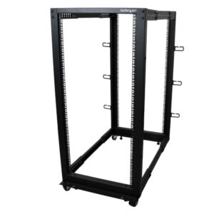 StarTech.com 4POSTRACK25U 25U 4-Post Open Frame Server Rack 22 to 40in Adjustable Depth 1200lb Capacity Black