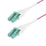 StarTech.com 5m LC to LC OM4 Multimode Fibre Optic Cable 100G Violet Uniboot OFNR Riser Rated