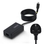 StarTech.com 65W USB-C Laptop Charger 1.5m Tethered Cable USB PD 3.0 UK Plug Black