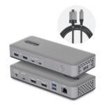StarTech.com Dual-Monitor USB-C Docking Station 100W Charging 4K 60Hz DisplayPort 4 USB-A 2 USB-C Gigabit Ethernet Grey