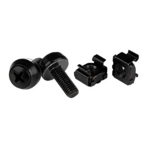 StarTech.com M6 12mm Screws and Cage Nuts 50-Pack Mounting Kit with Installation Tool for 19 inch Server Racks Black