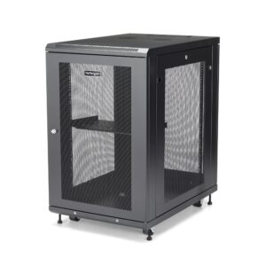 StarTech.com RK1833BKM 18U Server Rack Cabinet 4-Post Enclosed 450kg Capacity Black with Shelf and Cable Management