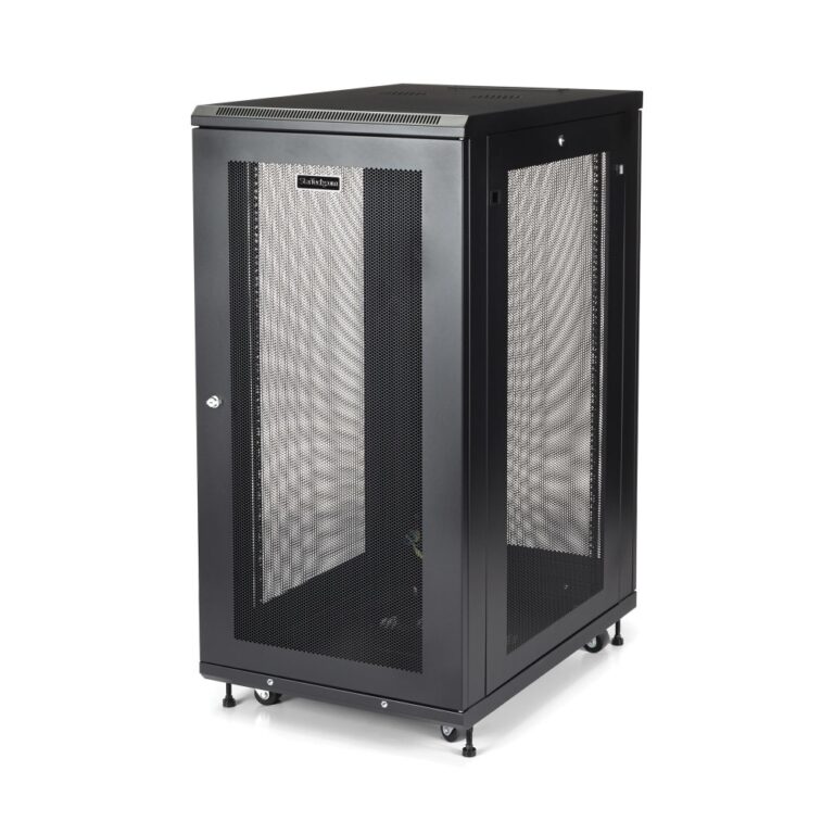 StarTech.com RK2433BKM 24U 19in Enclosed Server Rack Cabinet 4-Post with Shelf and Cable Management 450kg Black