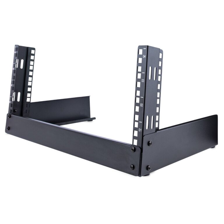 StarTech.com RK4OD 2-Post 4U 19in Desktop Server Rack Black Open Frame Freestanding Steel 30 kg Capacity