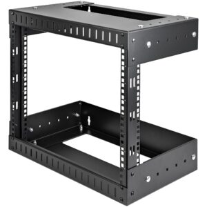 StarTech.com RK812WALLOA 8U Open Frame Wall Mount Network Rack Adjustable Depth Black 61.2 kg Capacity