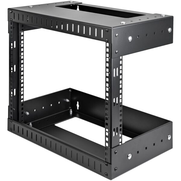 StarTech.com RK812WALLOA 8U Open Frame Wall Mount Network Rack Adjustable Depth Black 61.2 kg Capacity