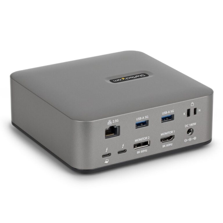 StarTech.com Thunderbolt 5 Universal Docking Station 140W PD 2.5G Ethernet 3 Displays 4K 144Hz Grey